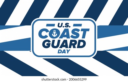U.S. Coast Guard Day in United States. Federal holiday, celebrated annual in August 4. Sea style. Design with anchor and shield. Patriotic element. Poster, greeting card, banner and background. Vector