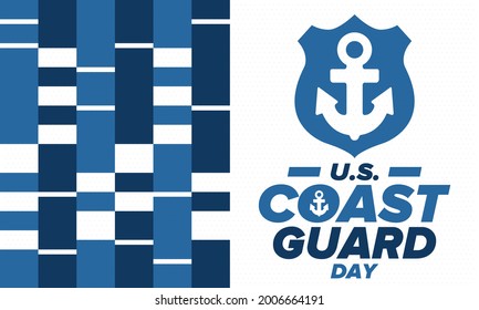U.S. Coast Guard Day in United States. Federal holiday, celebrated annual in August 4. Sea style. Design with anchor and shield. Patriotic element. Poster, greeting card, banner and background. Vector
