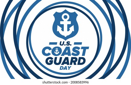 U.S. Coast Guard Day in United States. Federal holiday, celebrated annual in August 4. Sea style. Design with anchor and shield. Patriotic element. Poster, greeting card, banner and background. Vector