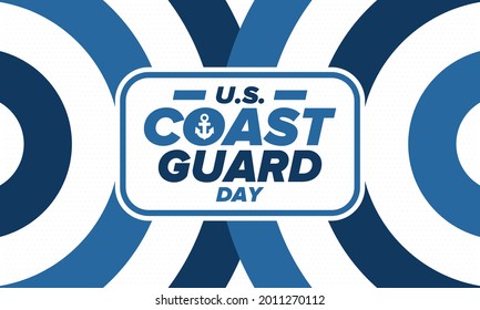 U.S. Coast Guard Day in United States. Federal holiday, celebrated annual in August 4. Sea style. Design with anchor and shield. Patriotic element. Poster, greeting card, banner and background. Vector