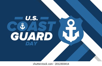U.S. Coast Guard Day in United States. Federal holiday, celebrated annual in August 4. Sea style. Design with anchor and shield. Patriotic element. Poster, greeting card, banner and background. Vector