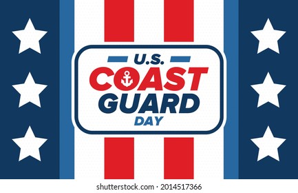 U.S. Coast Guard Day in United States. Federal holiday, celebrated annual in August 4. Sea style. Design with anchor and shield. Patriotic element. Poster, greeting card, banner and background. Vector