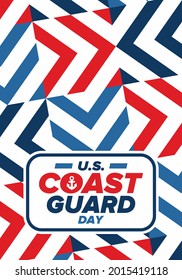 U.S. Coast Guard Day in United States. Federal holiday, celebrated annual in August 4. Sea style. Design with anchor and shield. Patriotic element. Poster, greeting card, banner and background. Vector