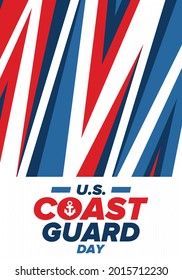 U.S. Coast Guard Day in United States. Federal holiday, celebrated annual in August 4. Sea style. Design with anchor and shield. Patriotic element. Poster, greeting card, banner and background. Vector