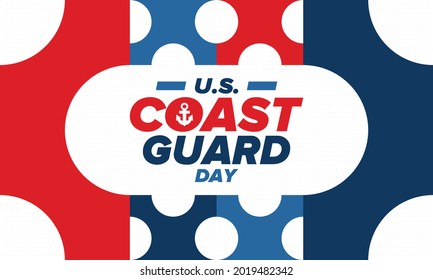 U.S. Coast Guard Day in United States. Federal holiday, celebrated annual in August 4. Sea style. Design with anchor and shield. Patriotic element. Poster, greeting card, banner and background. Vector