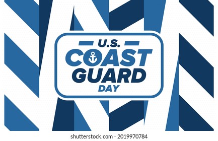 U.S. Coast Guard Day in United States. Federal holiday, celebrated annual in August 4. Sea style. Design with anchor and shield. Patriotic element. Poster, greeting card, banner and background. Vector