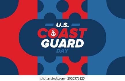 U.S. Coast Guard Day in United States. Federal holiday, celebrated annual in August 4. Sea style. Design with anchor and shield. Patriotic element. Poster, greeting card, banner and background. Vector