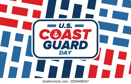 U.S. Coast Guard Day in United States. Federal holiday, celebrated annual in August 4. Sea style. Design with anchor and shield. Patriotic element. Poster, greeting card, banner and background. Vector