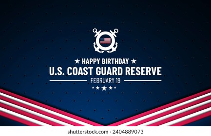 U.S. Coast Guard Reserve Birthday February 19 Background Vector Illustration