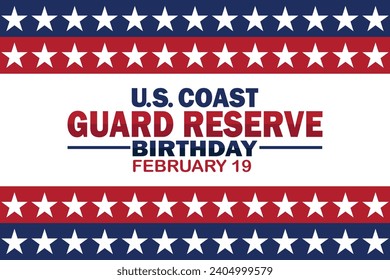 US Coast Guard Reserve Birthday Vector illustration. February 19. Suitable for greeting card, poster and banner.