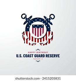 U.S. Coast Guard Reserve Birthday February 19 Background Vector Illustration