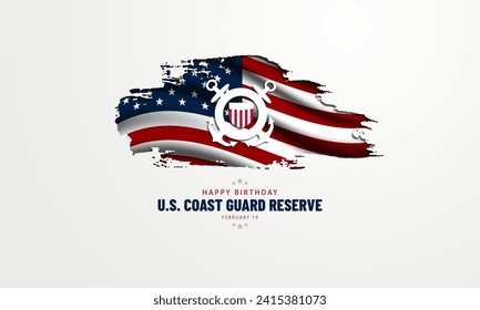 U.S. Coast Guard Reserve Birthday February 19 Background Vector Illustration