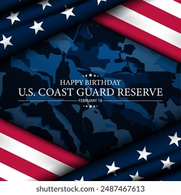 U.S. Coast Guard Reserve Birthday February 19 Background Vector Illustration