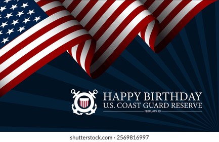 U.S. Coast Guard Reserve Birthday February 19 Design Background Illustration