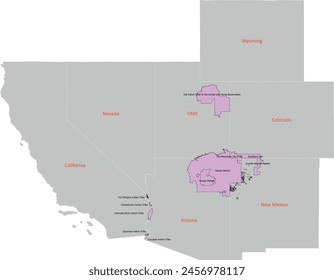 US Colorado River Basin map with 7 States and Ten Tribes Partnership Tribes Polygons