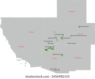 US Colorado River Basin map with 7 States and National Parks