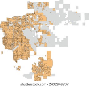 US Colorado State Aurora City Map with Subdivisions