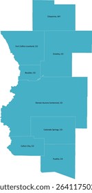 US Colorado's Front Range Urban Corridor with 8 Metropolitan Statistical Areas MSA