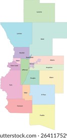 US Colorful Colorado's Front Range Urban Corridor with 18 counties