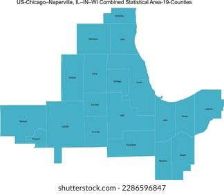 US Chicago–Naperville, IL–IN–WI Combined Statistical Area  (CSA) 19 Counties