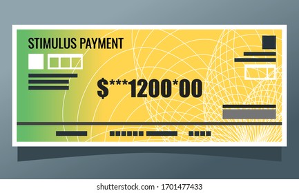 US Coronavirus COVID-19 1200 Economic Stimulus Check Payment Illustration Vector. Government Economy and Financial Relief Element. Can be Used for Web and Infographic.