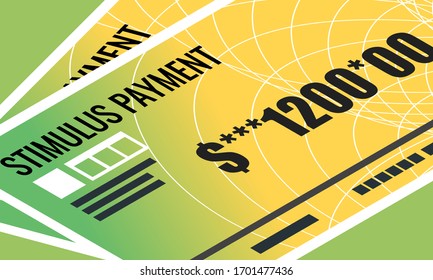 US Coronavirus COVID-19 1200 Economic Stimulus Check Payment Illustration Vector. Government Economy And Financial Relief Element. Can Be Used For Web And Infographic. 