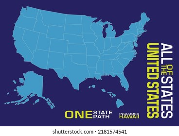 US Country Map With Detailed Border. Political Borders Of The United States Of America. Each State As A Separate Path.