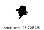 US cowboy in hat, wild west, black isolated silhouette