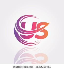 Logotipo del monograma del remolino del gradiente creativo de los E.E.U.U. – Diseño Abstractas moderno de la marca de la letra para la marca del Profesional y la identidad digital