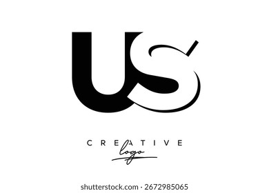 Logotipo creativo minimalista de espacio negativo de EE. UU. con monograma moderno para marca y logotipo de marca comercial con letras iniciales Diseño de logotipo para marca.