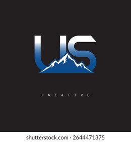 US Creative Mountain Logo Bold Gradient Letter mark Branding Design for Business Outdoor Brands