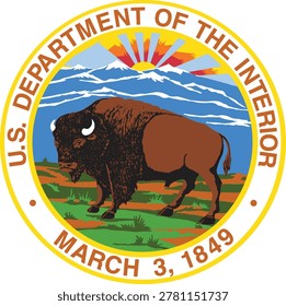US Department of Interior Seal Isolated Government Emblem Illustration Design