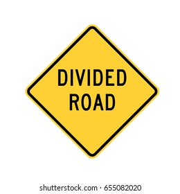 U.S. divided road ahead sign