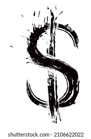 US Dolar symbol created in grunge style