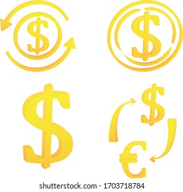 Icono de dólar estadounidense 3D símbolo de símbolo financiero símbolo de vector ilustración