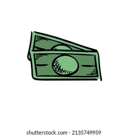 Us dollar banknote money sketch vector illustration. Financial crisis, sanctions policy hand drawn element. Investment risk market icon.
