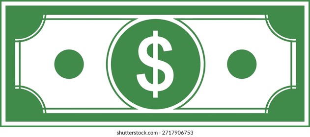 Design des US-Dollar-Scheines in Grün. Perfekter Vektor Asset, das Bargeld Finanzgeschäft und Investitionen darstellt, kann als Hintergrund verwendet werden genau 163
