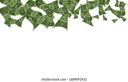 Us dollar bill. Washington american cash. Falling usd money background.