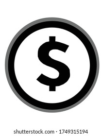 us dollar, black coin for isolated icons on white, digital currency coins us dollar for financial concepts Money us dollar for app symbol, money us dollar, technology, vector