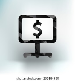 us dollar blue glossy icon on white background