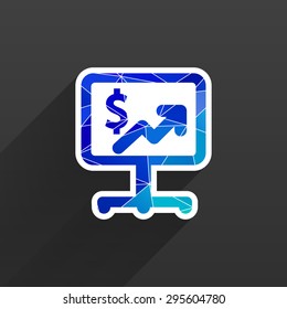 us dollar blue glossy icon on white background