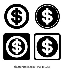 US Dollar cashier icon set. USD symbol set, vector illustration.