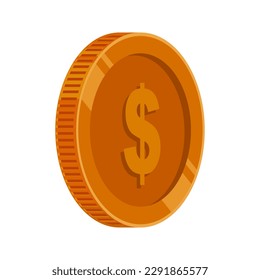 US Dollar Coin Bronze Vector