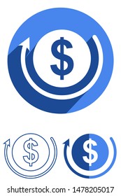 US dollar coin flat icon set.