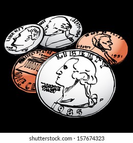 US Dollar coin - Hand drawn
