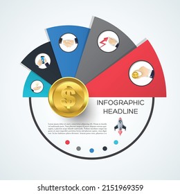 US Dollar Coin Infographic.US Dollar Coin Template. US Dollar Coin Banner Vector Illustration.