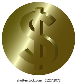 US Dollar Coin No. 1. Design for logo, illustration, bag, ads, etc.