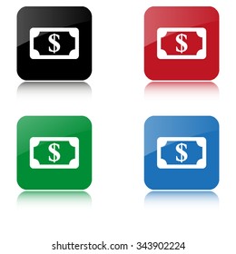 us dollar  - color vector icon  with shadow