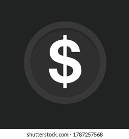 US dollar currency Icon in trendy flat style isolated on black background. Award symbol for your web site design, logo, app, UI. Vector illustration, EPS10.