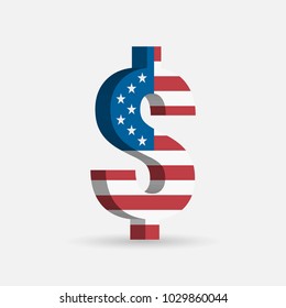 US Dollar currency symbol with flag